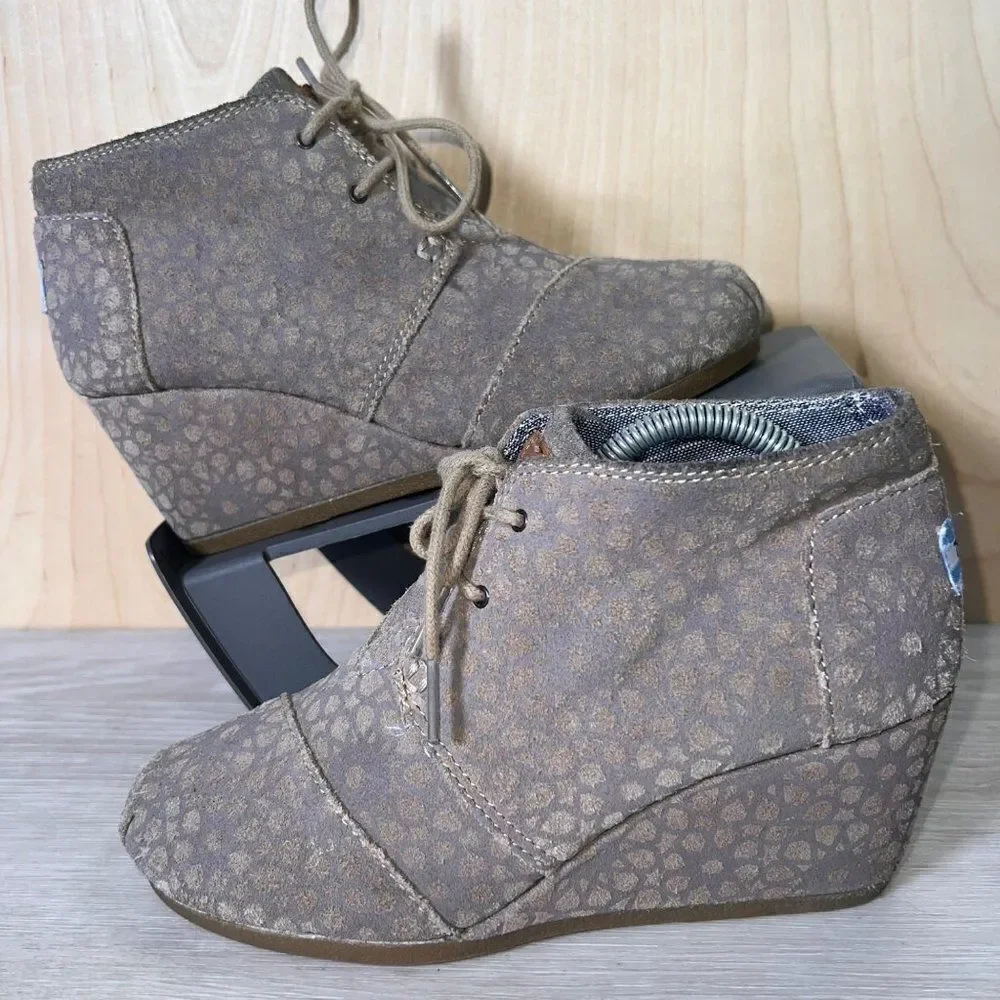 Toms Desert Taupe Moroccan‎ Wedge Booties Suede 380813 Woman's 7